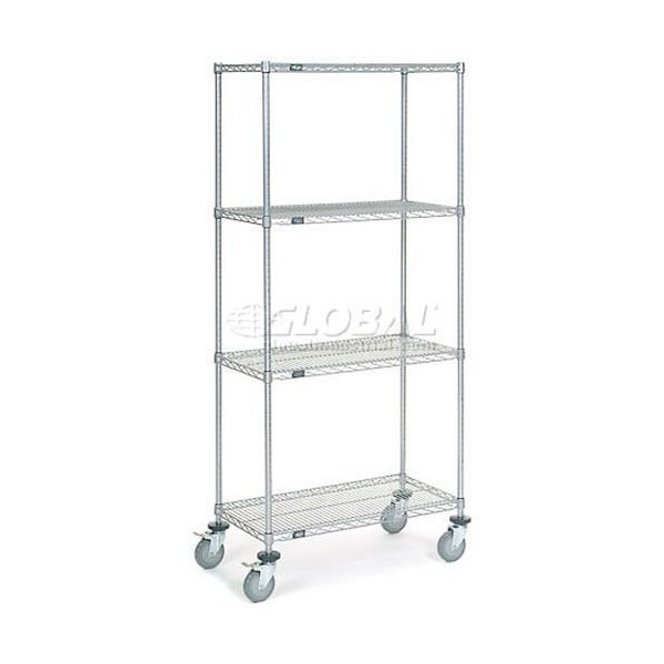 Nexel 4 Shelf Truck, Chrome, 36inW x 18inD x 80inH, Polyurethane Swivel Casters 168222 - main